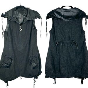 CoVelo Clothing Black Wool Silk Sleeveless Fashion Topper Vest Jacket Size 8